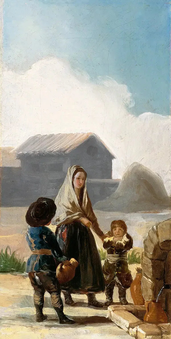 Une femme et deux enfants à la fontaine - Francisco de Goya