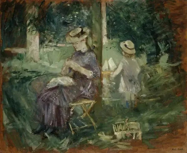 Une femme et un enfant dans un jardin - Berthe Morisot