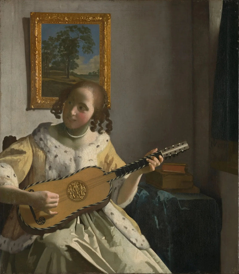 Une femme jouant de la guitare - Johannes Vermeer