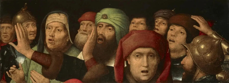 Une foule moqueuse : fragment d'une moquerie du Christ - Hans Memling