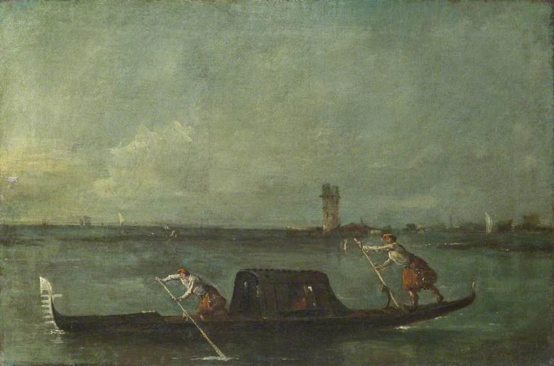 Une gondole sur la lagune près de Mestre - Francesco Guardi