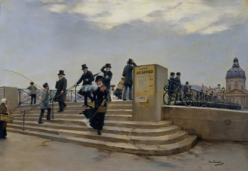 Une journée venteuse sur le Pont des Arts - Jean Béraud
