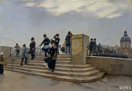 Une journée venteuse sur le Pont des Arts - Jean Béraud - Reproductions de tableaux et peintures haut de gamme
