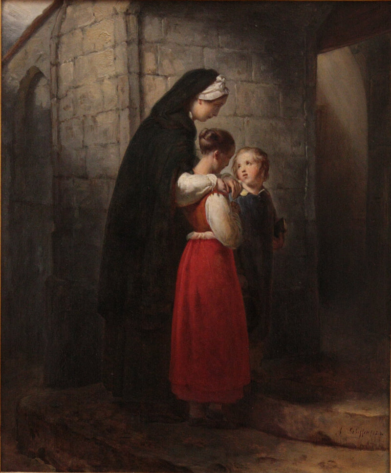 Une mère convalescente allant à l'église, appuyée sur ses deux enfants - Ary Scheffer