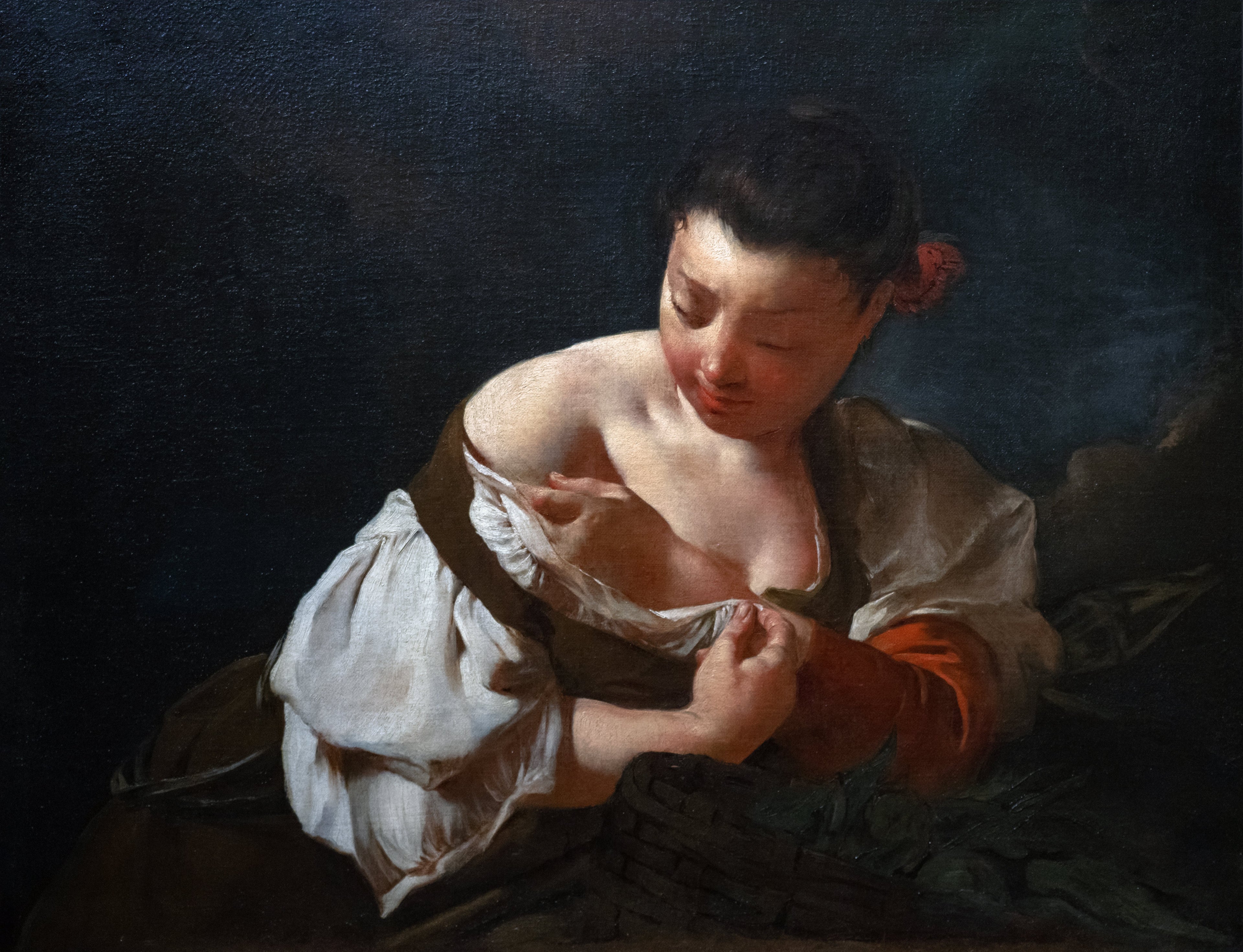 Une paysanne attrapant une puce - Giovanni Battista Piazzetta