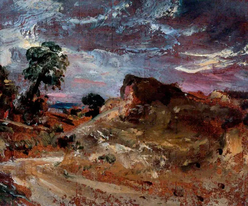 Une route de campagne et un banc de sable - John Constable