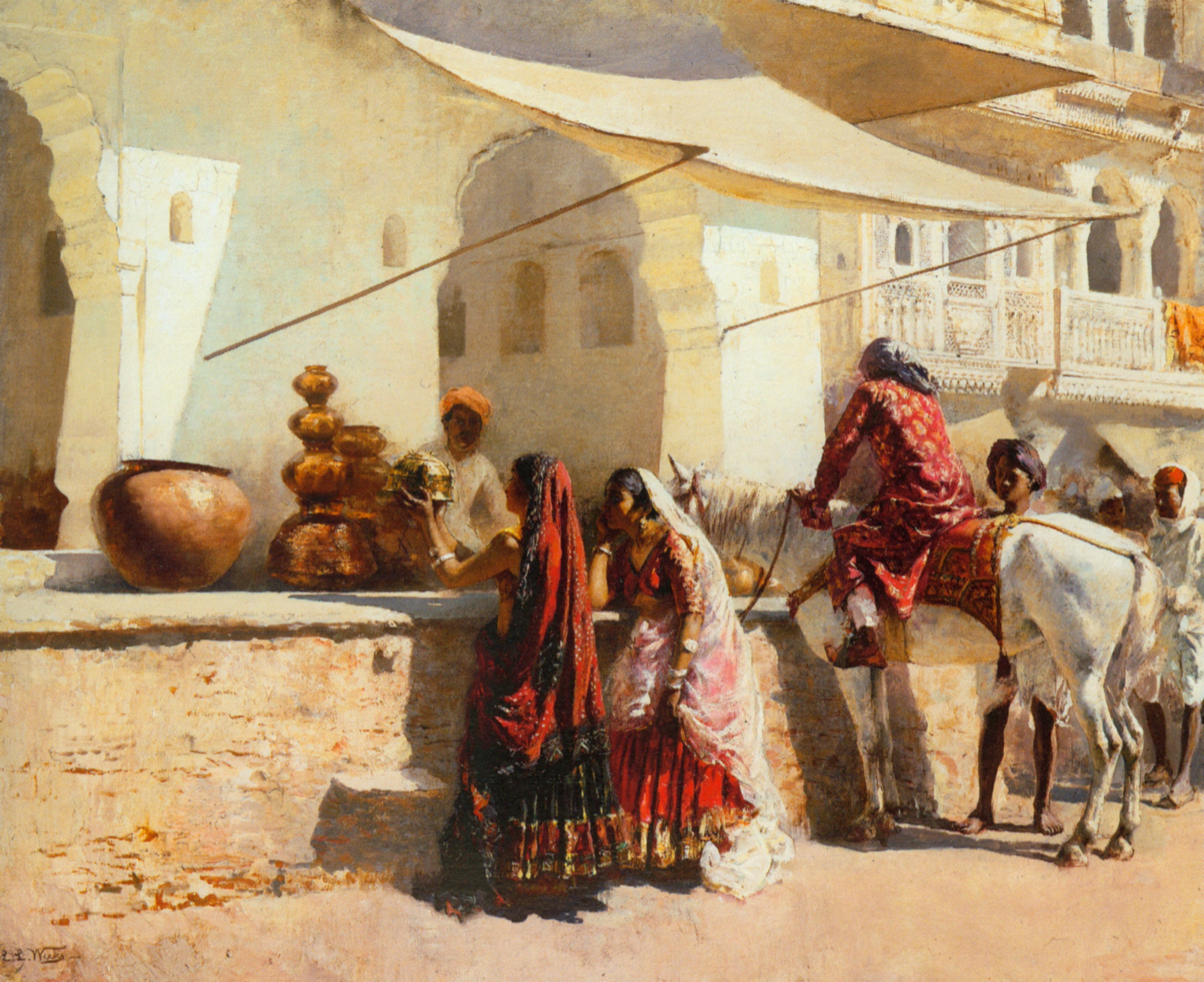 Une scène de marché de rue, Inde - Edwin Lord Weeks