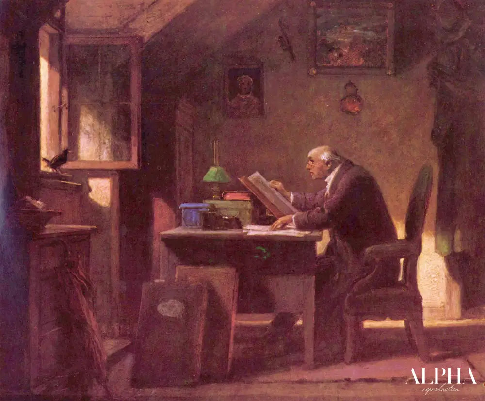 Une visite - Carl Spitzweg - Reproductions de tableaux et peintures haut de gamme