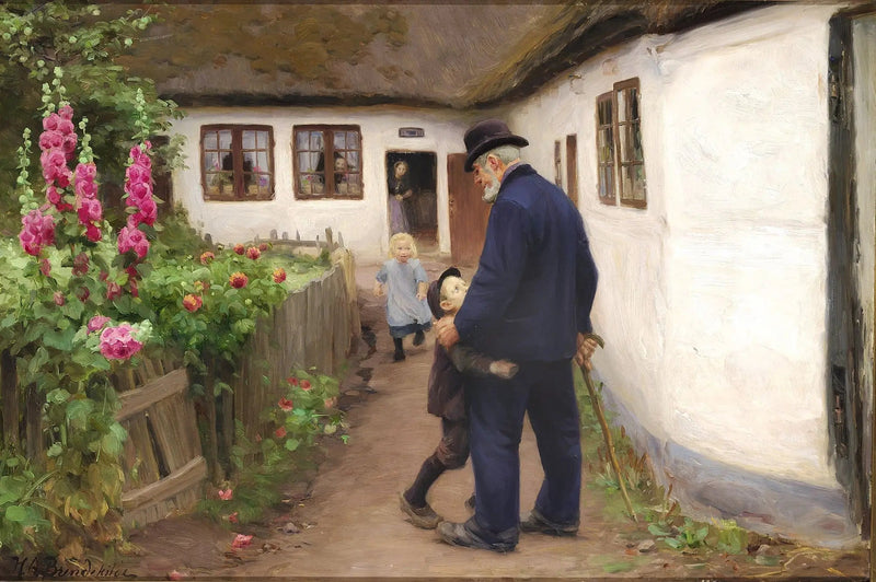 Une visite du grand-père. - H. A. Brendekilde