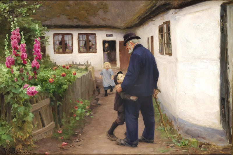 Une visite du grand-père. - H. A. Brendekilde