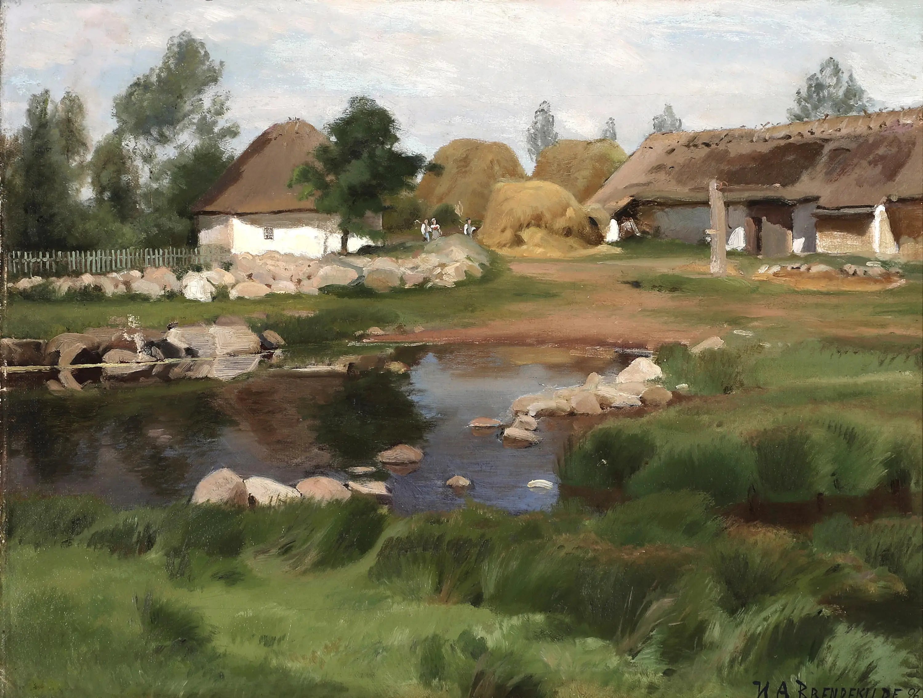 Une vue de l’étang du village. - H. A. Brendekilde - Alpha Reproduction