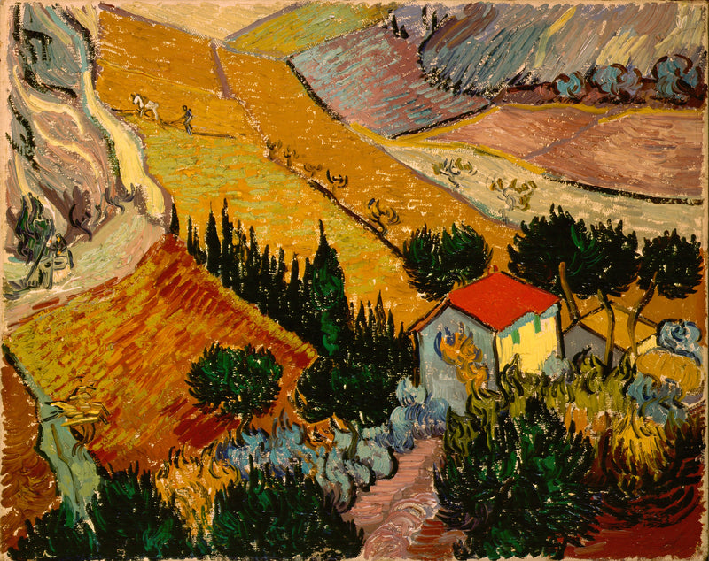 Vallée avec laboureur vue d’en haut – Vincent van Gogh