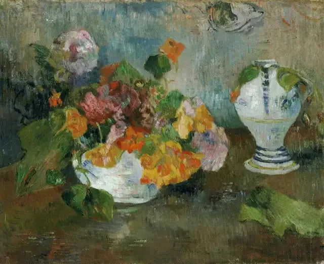 Vase aux capucines et faïence de Quimper - Paul Gauguin