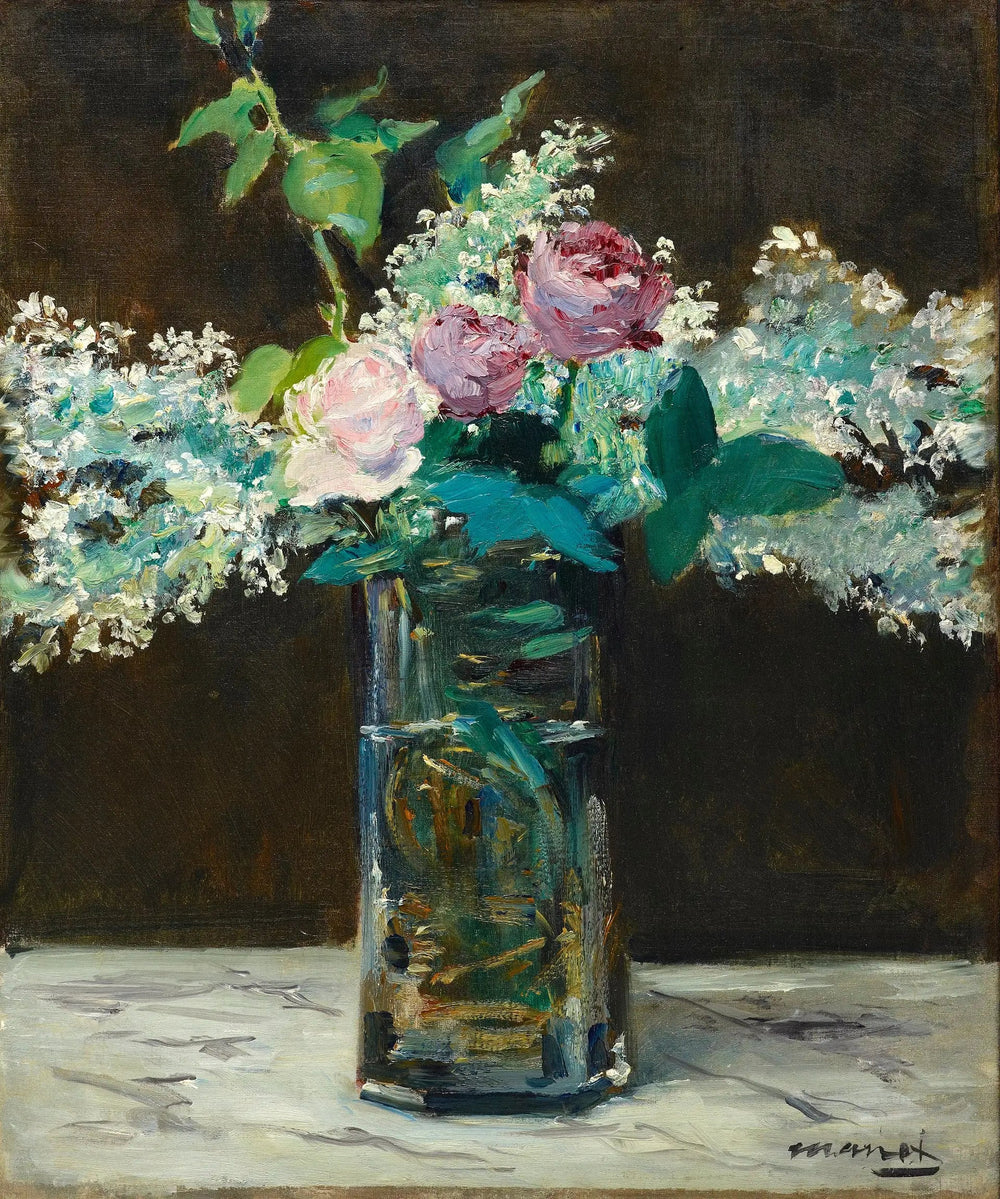 Vase avec lilas blanc et roses - Édouard Manet image 1 reproduction réalisée par Alpha Reproduction