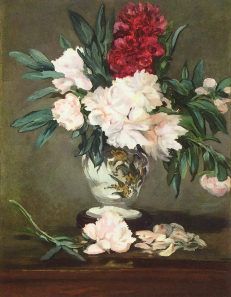 Vase de pivoines sur piédouche - Édouard Manet