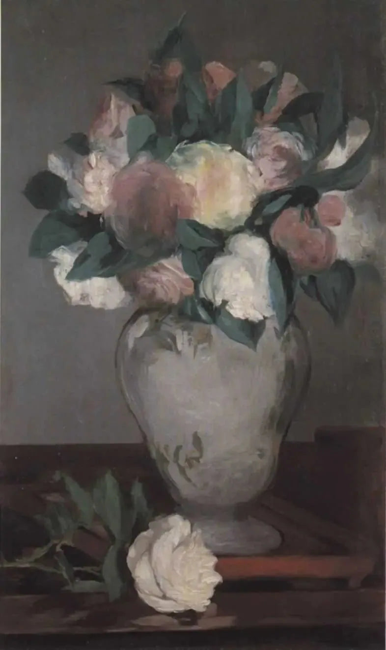 Vase de pivoines sur un plateau laqué - Édouard Manet