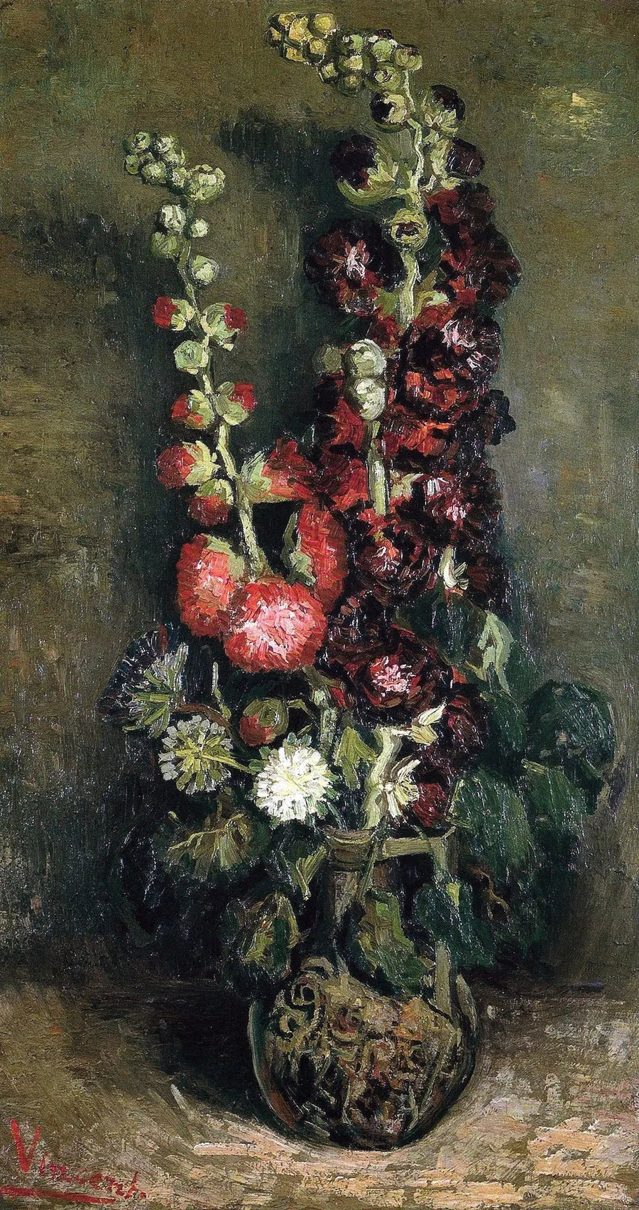 Vase de roses trémières - Vincent van Gogh