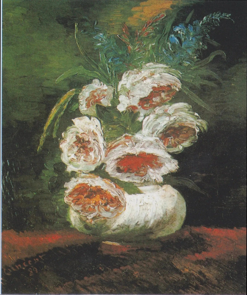 Vase avec pivoines, F666a – attribué à Van Gogh