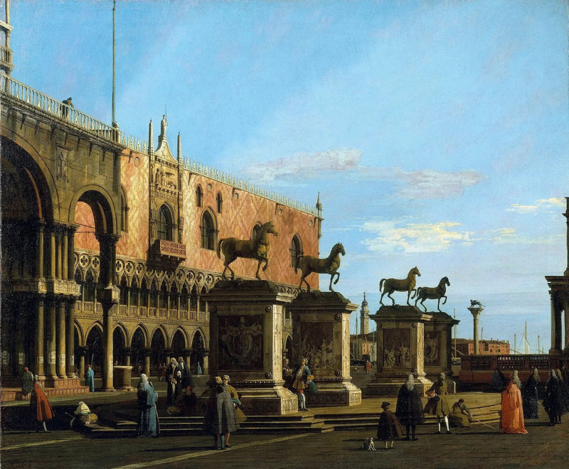 Venise : capriccio de la Piazzetta avec les chevaux de Saint-Marc - Canaletto