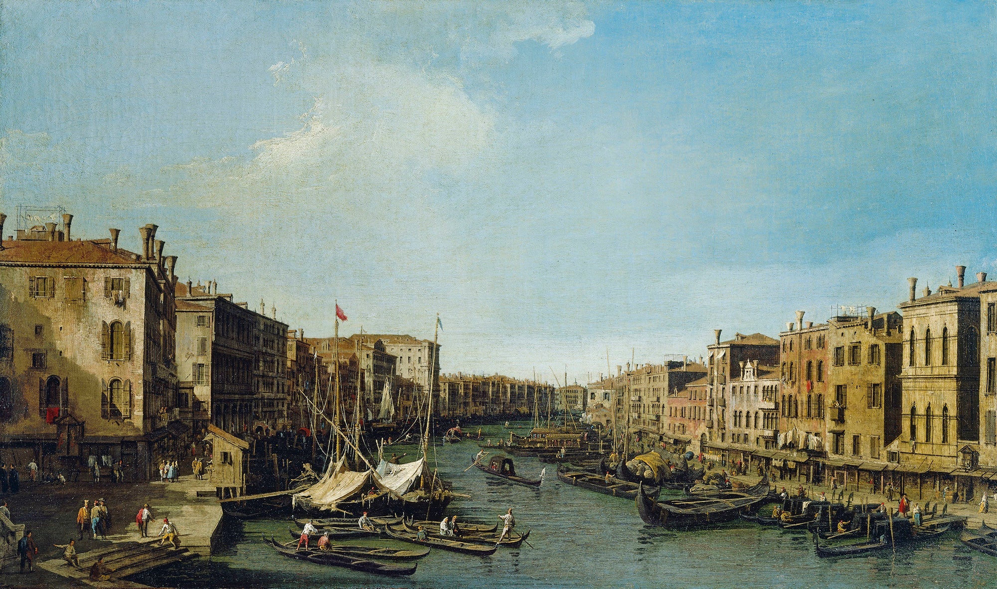 Venise : le Grand Canal du Rialto vers le palais Foscari - Canaletto
