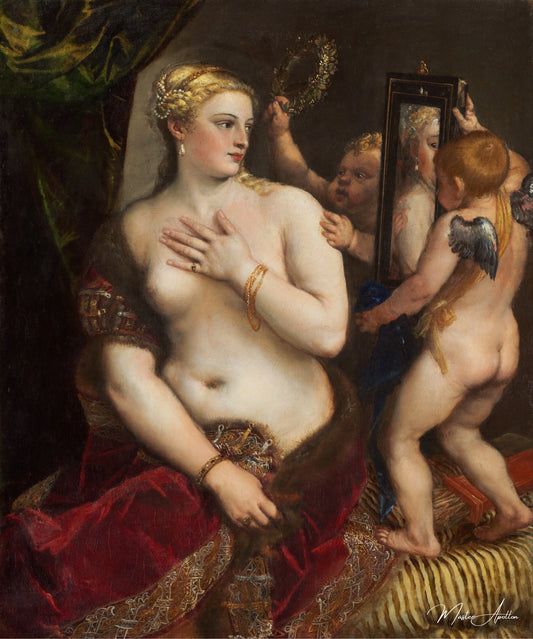 Vénus avec un miroir - Titien - Reproductions de tableaux et peintures haut de gamme