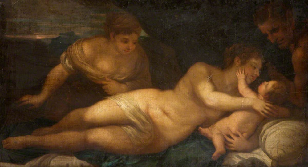 Vénus et Cupidon avec un satyre (anciennement connu sous le nom de « Nu couché ») - Luca Giordano - Alpha Reproduction