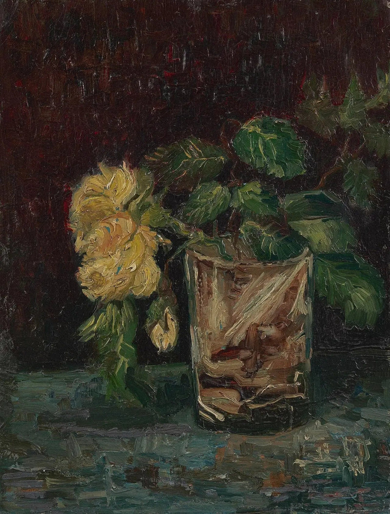 Verre avec des roses jaunes - Vincent van Gogh