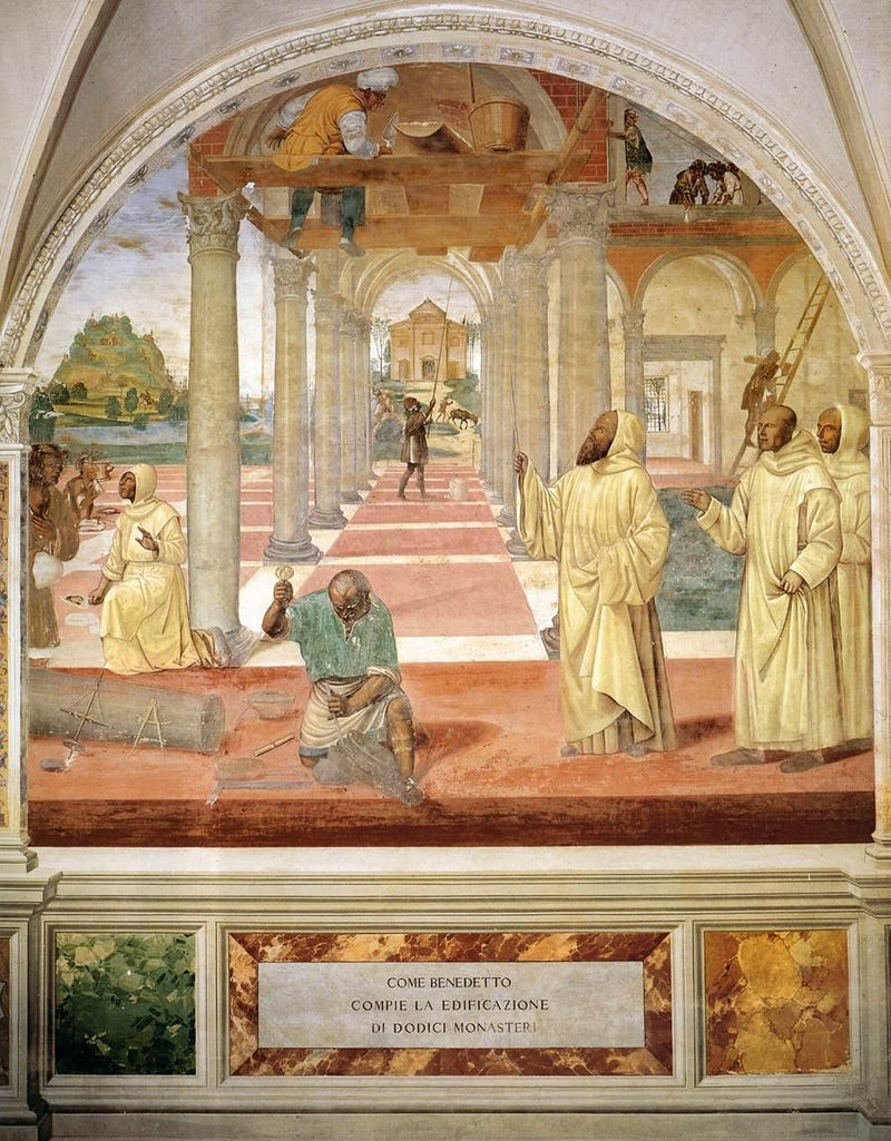 Vie de saint Benoît, Scène 11 Benoît fait édifier douze monastères - Il Sodoma (Giovanni Antonio Bazzi)