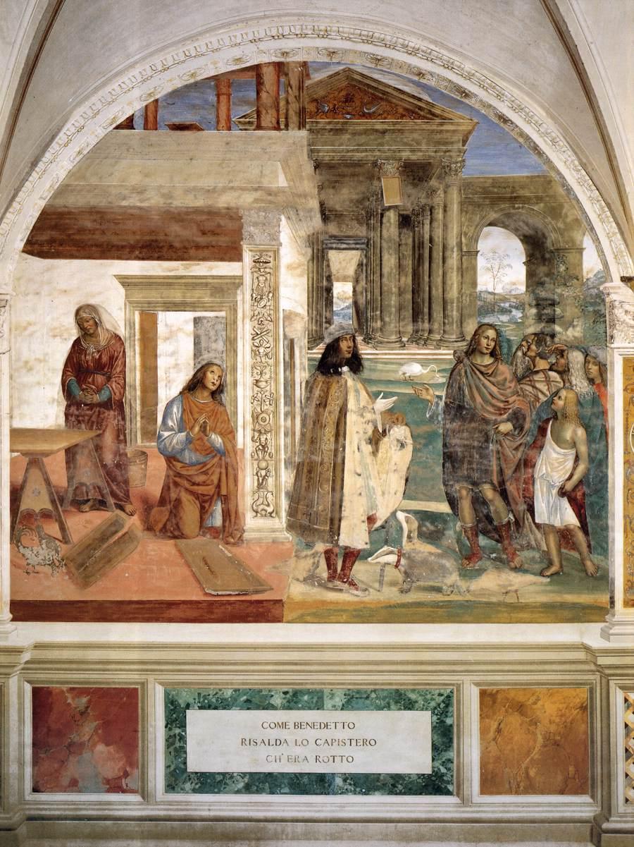 Vie de saint Benoît, Scène 3 Benoît répare le tamis brisé - Il Sodoma (Giovanni Antonio Bazzi)
