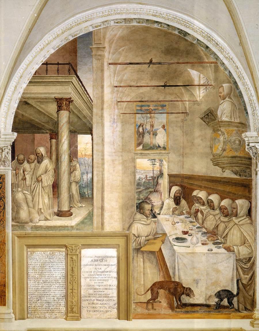 Vie de saint Benoît, scène 31 : Benoît nourrit le moine - Il Sodoma (Giovanni Antonio Bazzi)