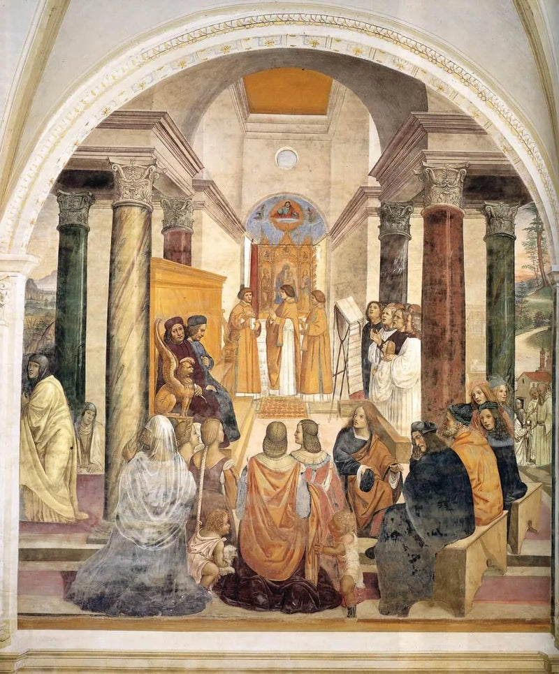 Vie de saint Benoît, scène 33 : Benoît accorde l’absolution posthume à deux religieuses - Il Sodoma (Giovanni Antonio Bazzi)