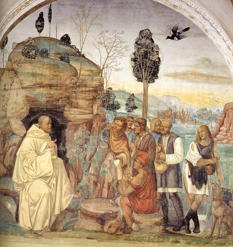 Vie de saint Benoît, scène 7 : Benoît instruit les paysans - Il Sodoma (Giovanni Antonio Bazzi)