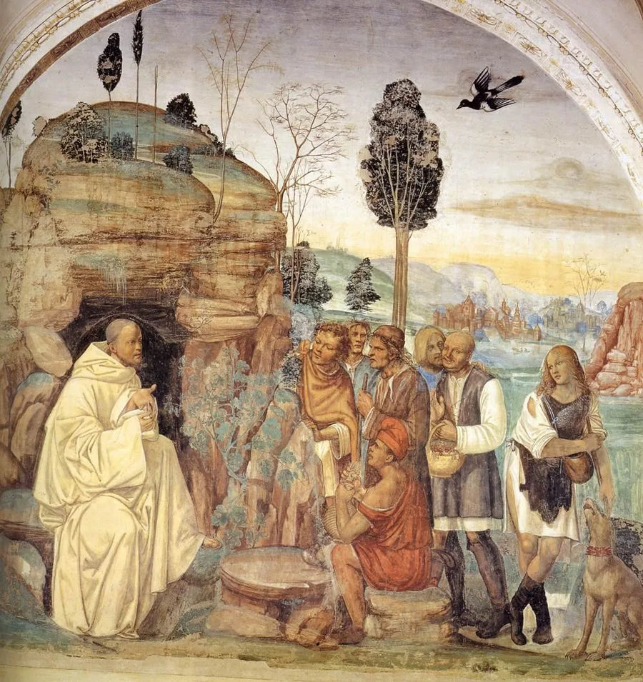 Vie de saint Benoît, scène 7 : Benoît instruit les paysans - Il Sodoma (Giovanni Antonio Bazzi)