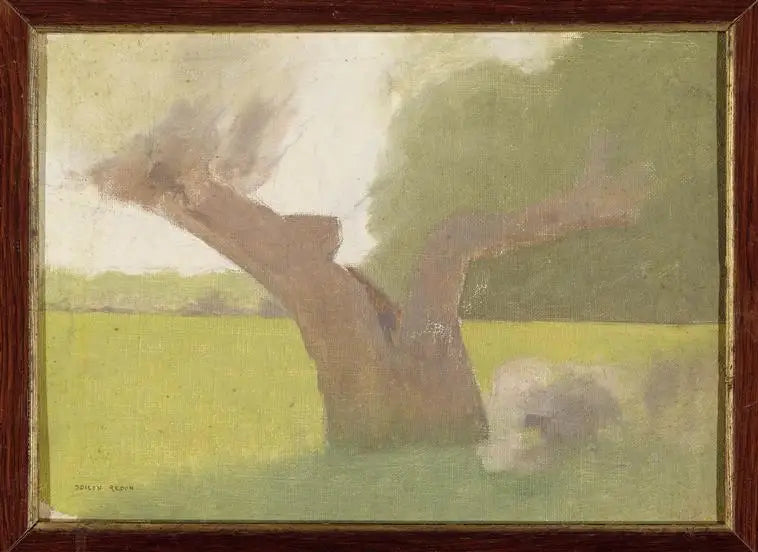 Vieil arbre dans une prairie - Odilon Redon image 1 copie de tableau peinte à la main