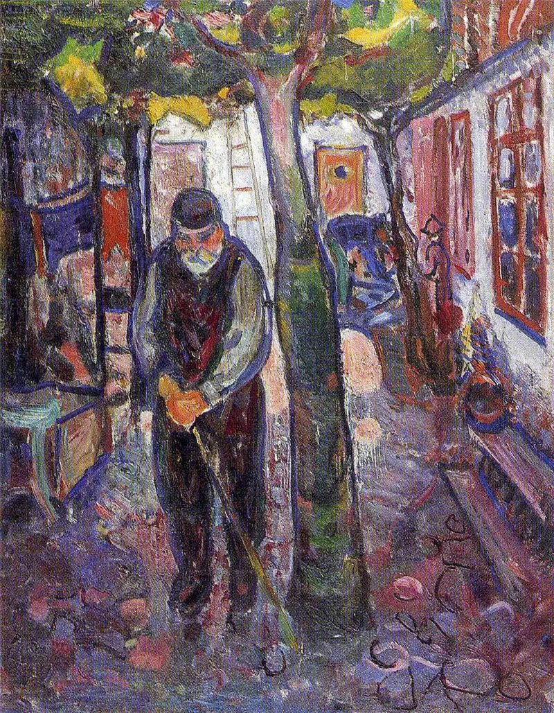 Vieil Homme à Warnemünde - Edvard Munch