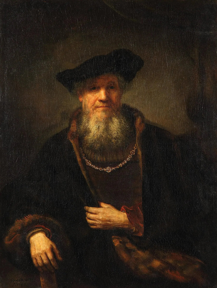 Vieil homme avec un manteau de fourrure - Rembrandt