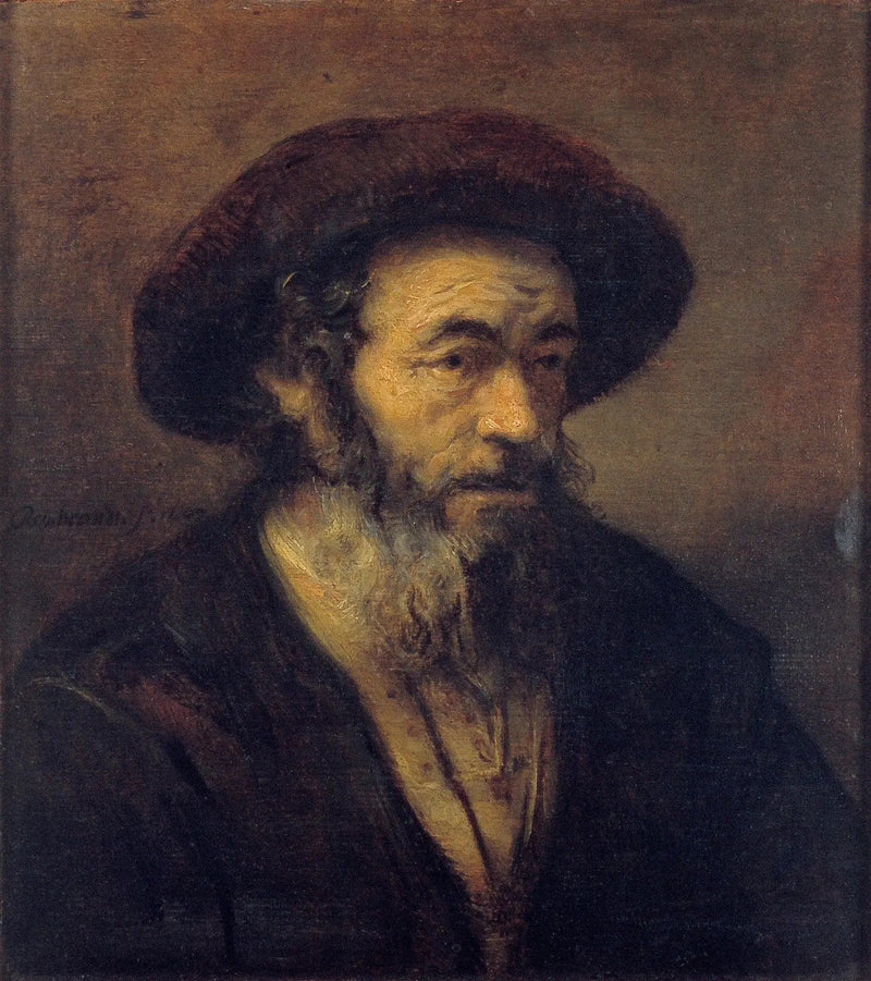 Vieil homme avec une barbe regardant vers la droite - Rembrandt