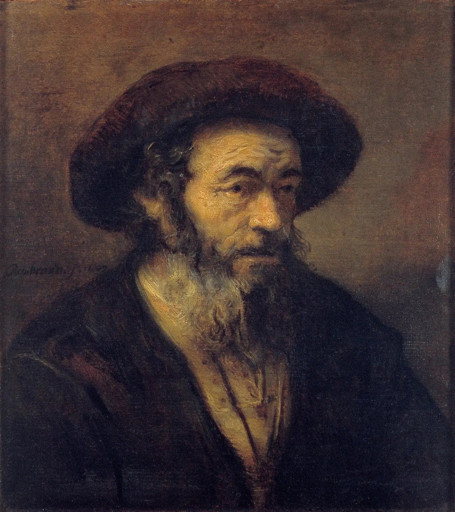 Vieil homme avec une barbe regardant vers la droite - Rembrandt