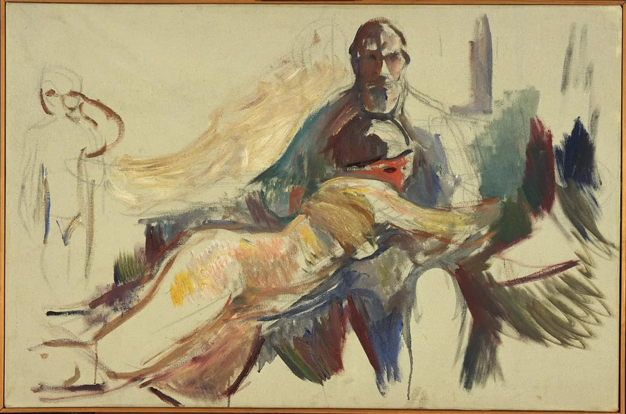 Vieil Homme avec une femme nue dans ses bras - Edvard Munch