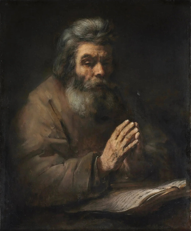 Vieillard priant devant un livre – suiveur de Rembrandt