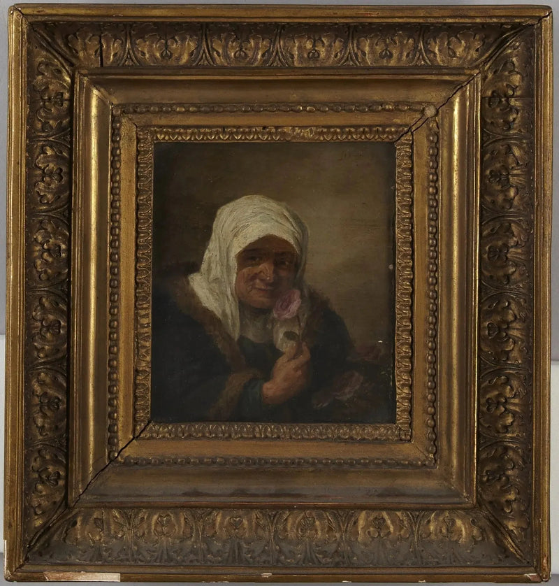 Vieille dame à la rose - David Teniers le Jeune