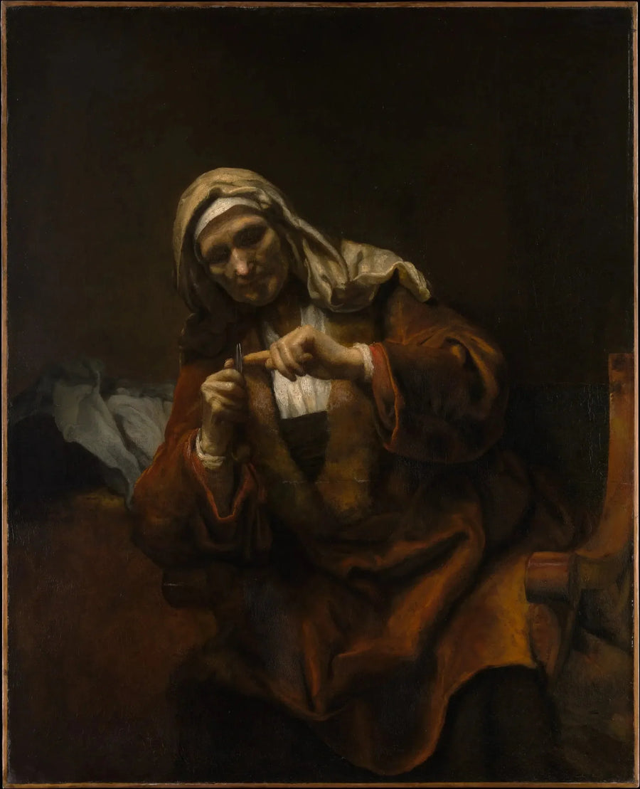 Vieille femme se coupant les ongles - Rembrandt