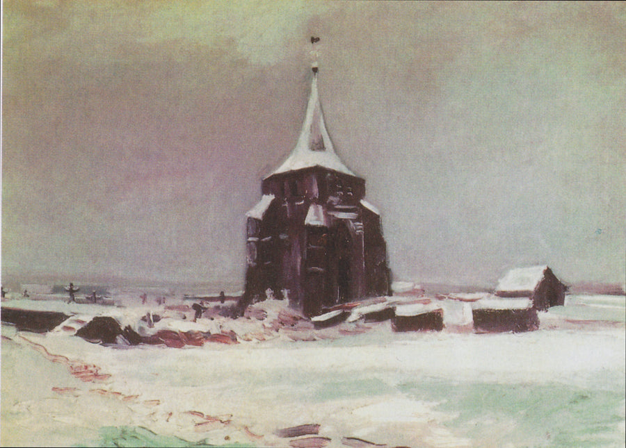 Vieille tour du cimetière de Nuenen sous la neige, F87 – Van Gogh