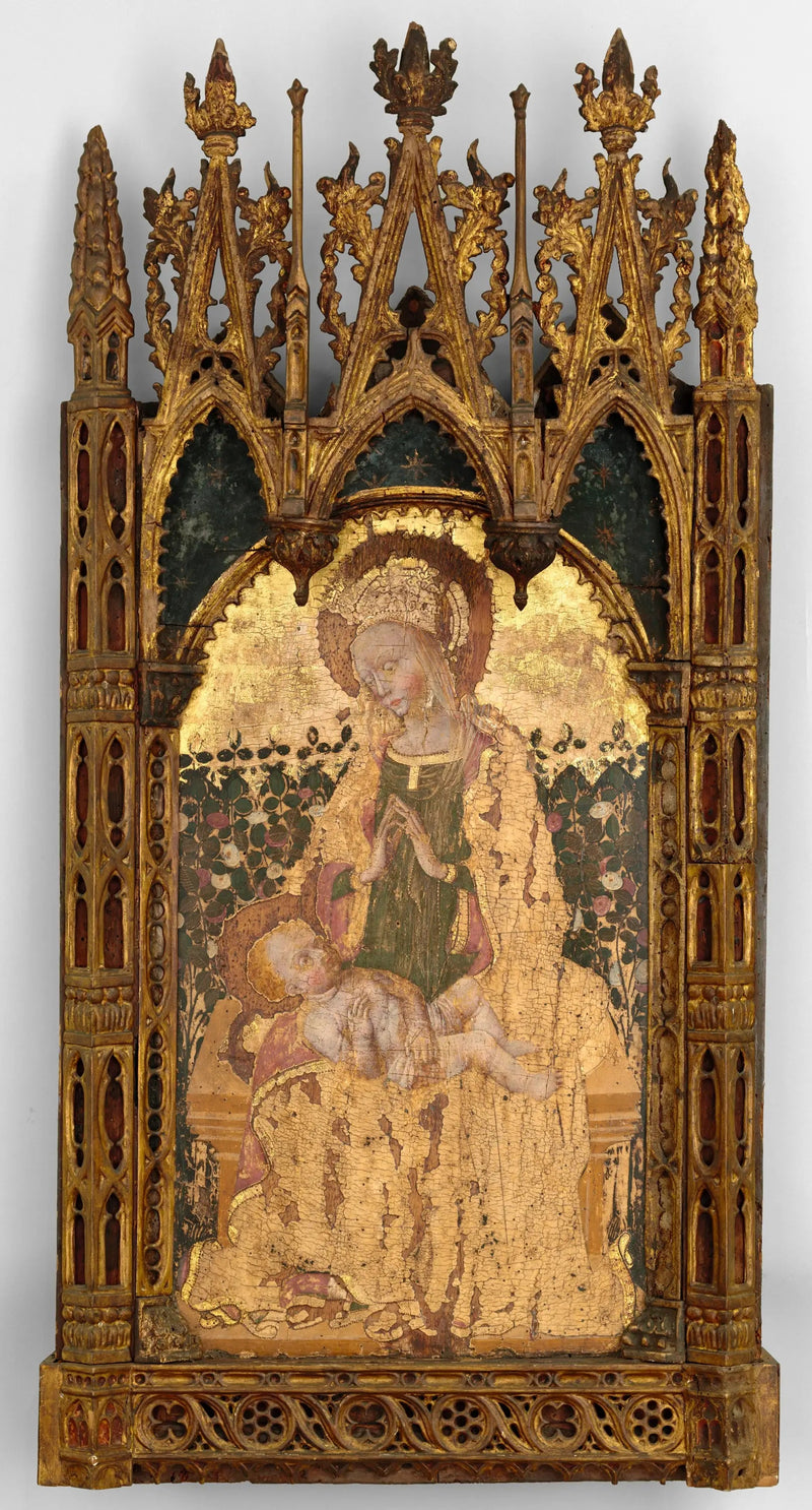 Vierge à l'Enfant devant une haie de rosiers - Gentile da Fabriano