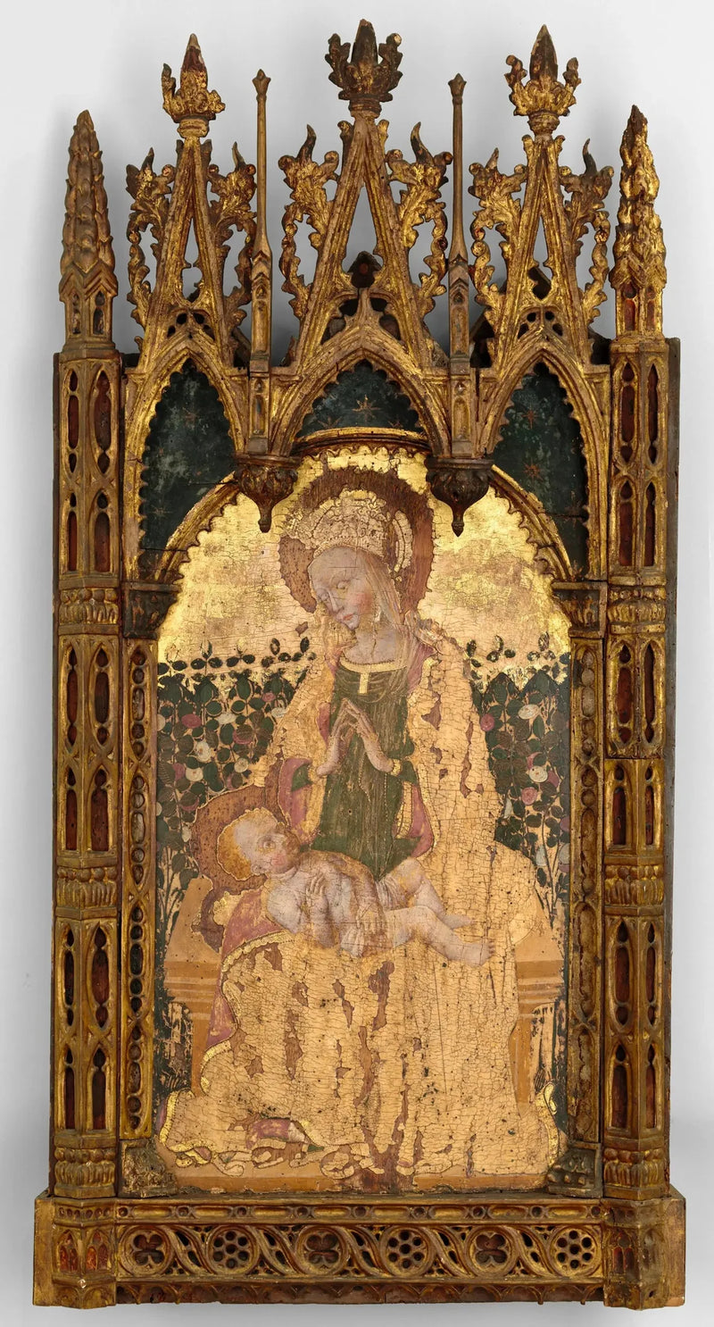 Vierge à l'Enfant devant une haie de rosiers - Gentile da Fabriano