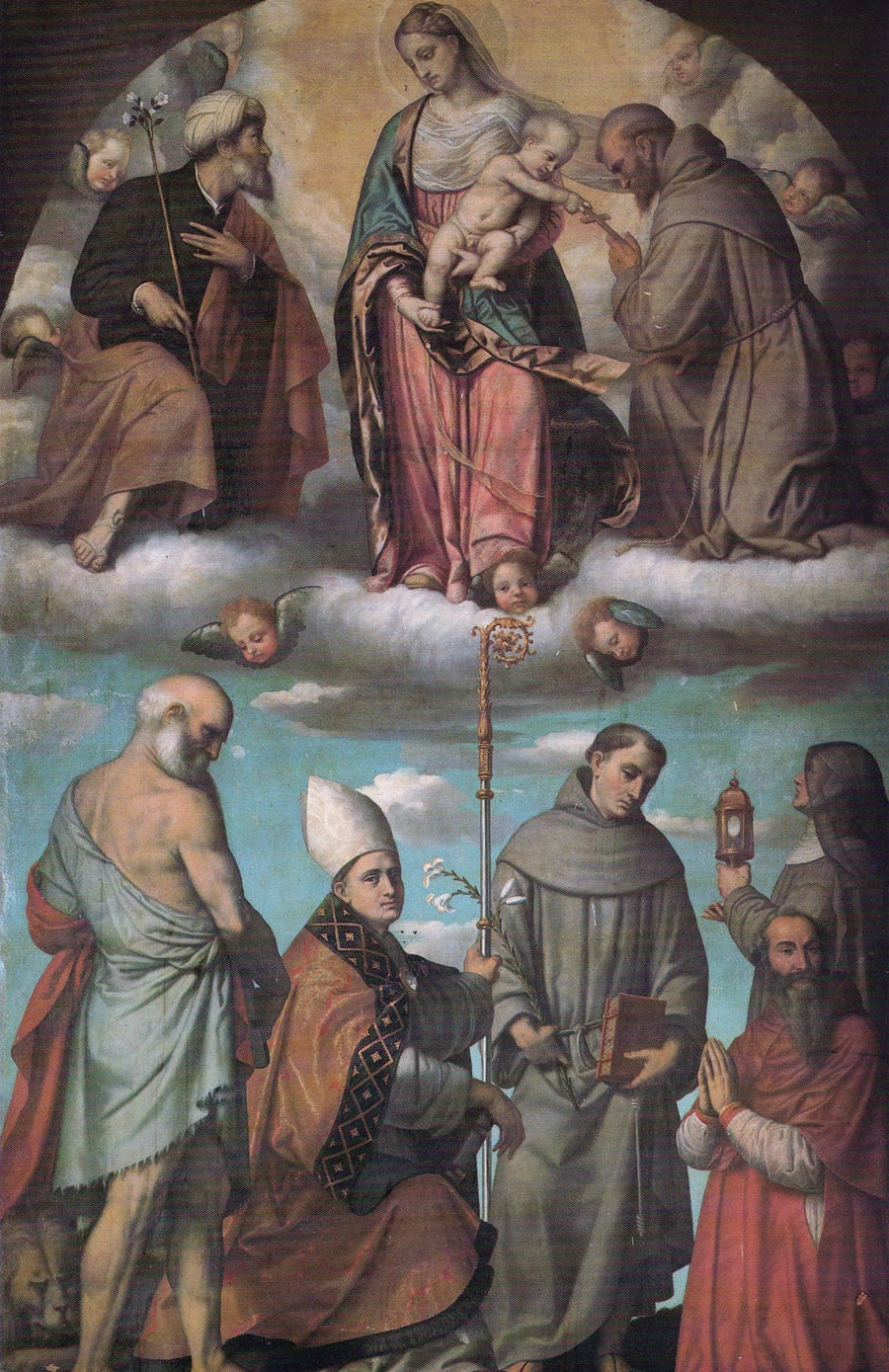Vierge à l'Enfant en gloire avec les saints Joseph et François - Alessandro Bonvicino