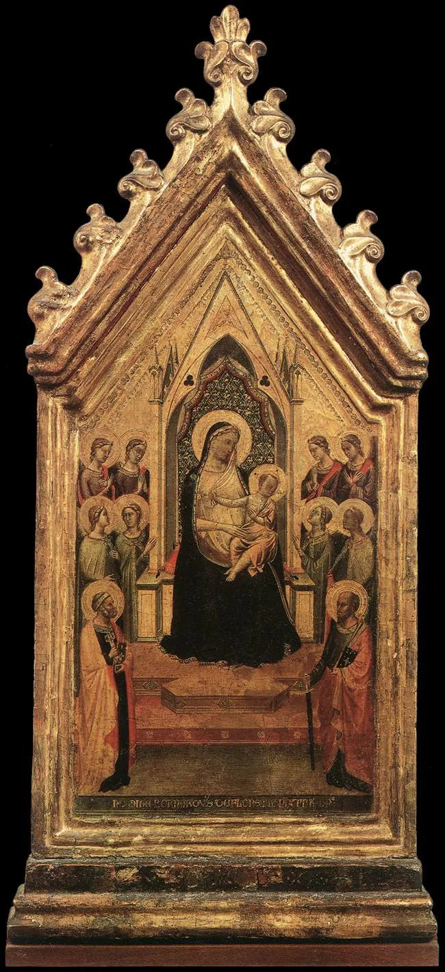 Vierge à l'Enfant en majesté entourée d'anges et de saints - Bernardo Daddi