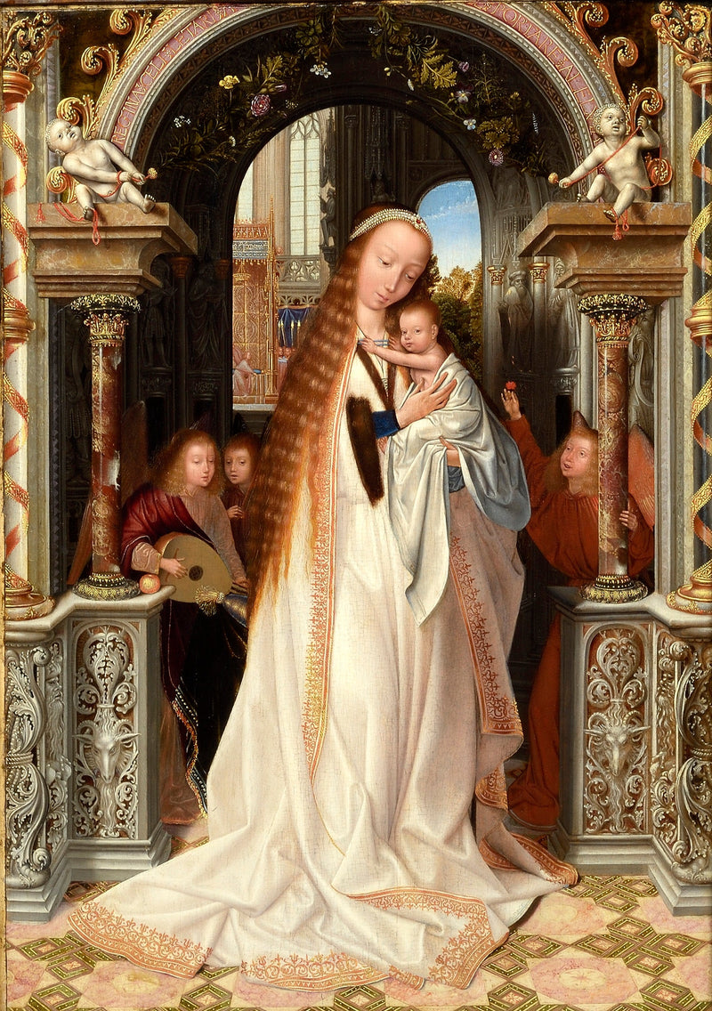 Vierge à l'Enfant entourée d'anges - Quentin Metsys