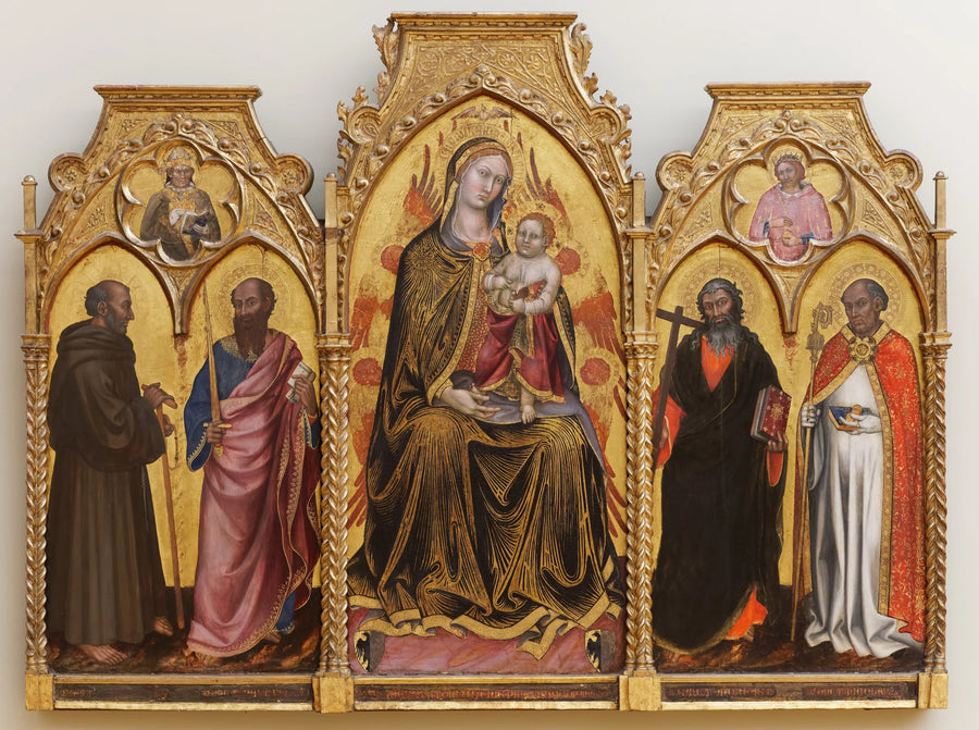 Vierge à l'enfant entre les saints Gérard, Paul, André et Nicolas - Taddeo di Bartolo image 1 reproduction réalisée par Alpha Reproduction