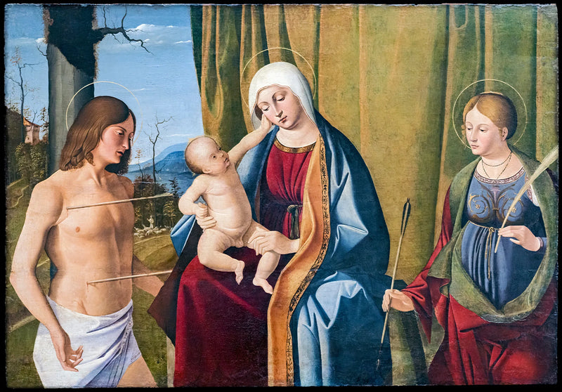 Vierge à l'Enfant entre saint Sébastien et sainte Ursule - Marco Basaiti